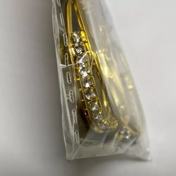 CS Fashion Earrings U Shape Multi Layer Hoop Design Golden Yellow with Gemstones - Picture 7 of 11